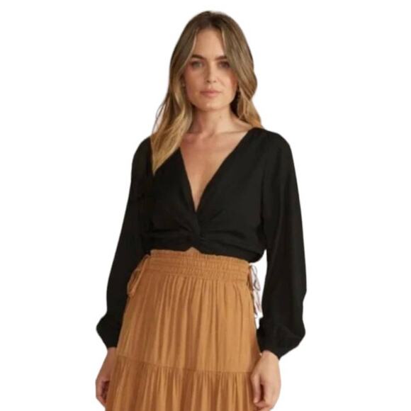 NWT! MINKPINK Harper Cropped Twist Blouse - Size Small - Picture 1 of 8
